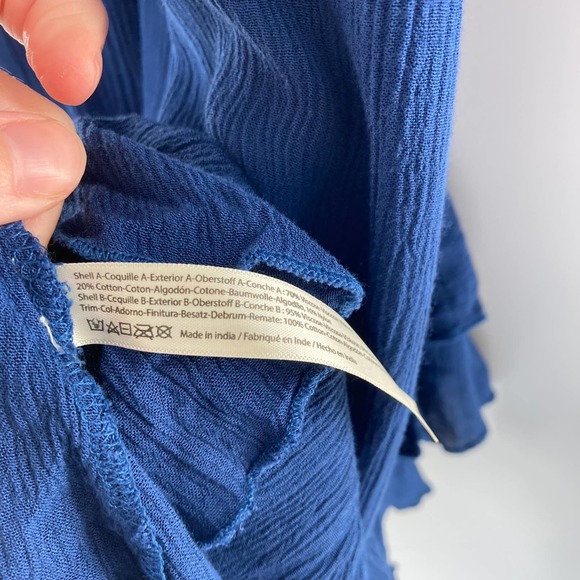 Free People Adella Slip Dress Blue Lace Ruffle Strappy Beach - Picture 8 of 8